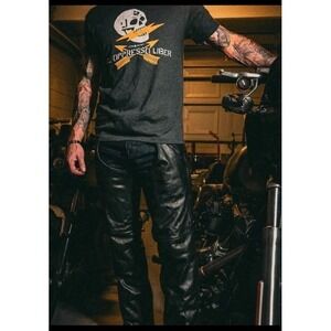 UNIK Premium Leather Motorcycle Chaps XS Black Mesh Lined Biker Riding